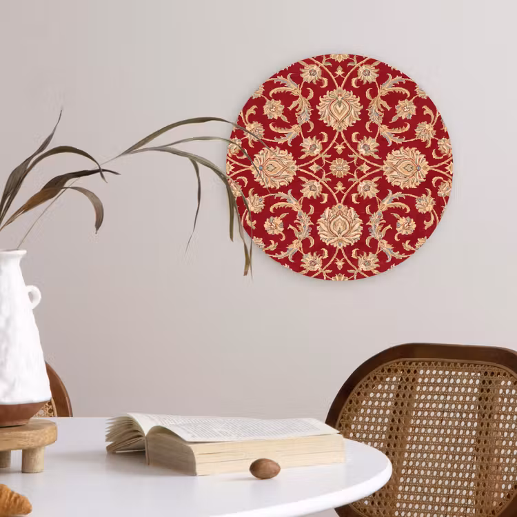 Muurcirkel glas - Patroon - Bloem - Klassiek - Oosters - Rood — 4