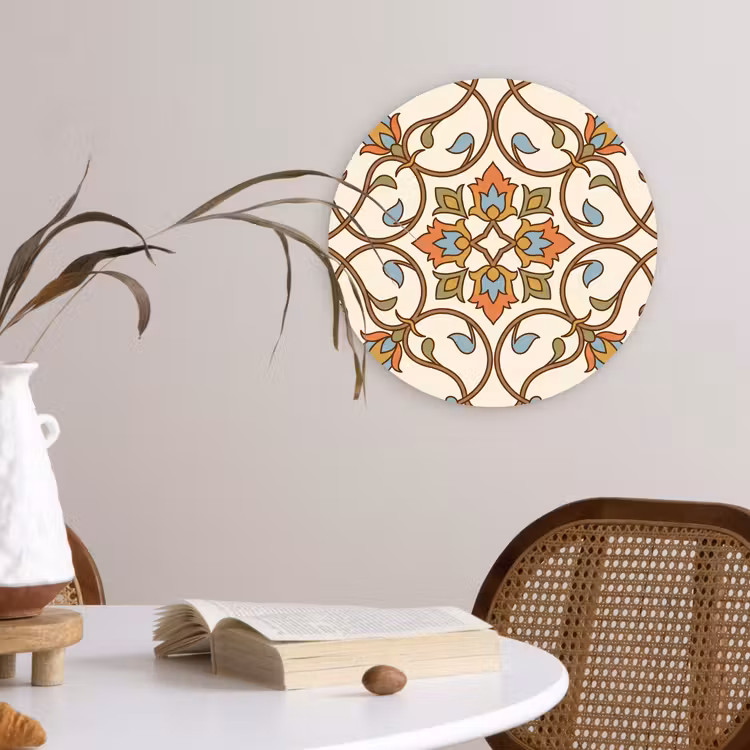 Muurcirkel glas - Patroon - Bloemen - Ornament - Kleurrijk — 4
