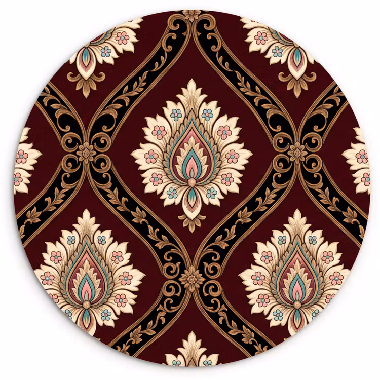 Muurcirkel glas - Patroon - Bloemmotief - Decoratie - Klassiek - Rood — 1