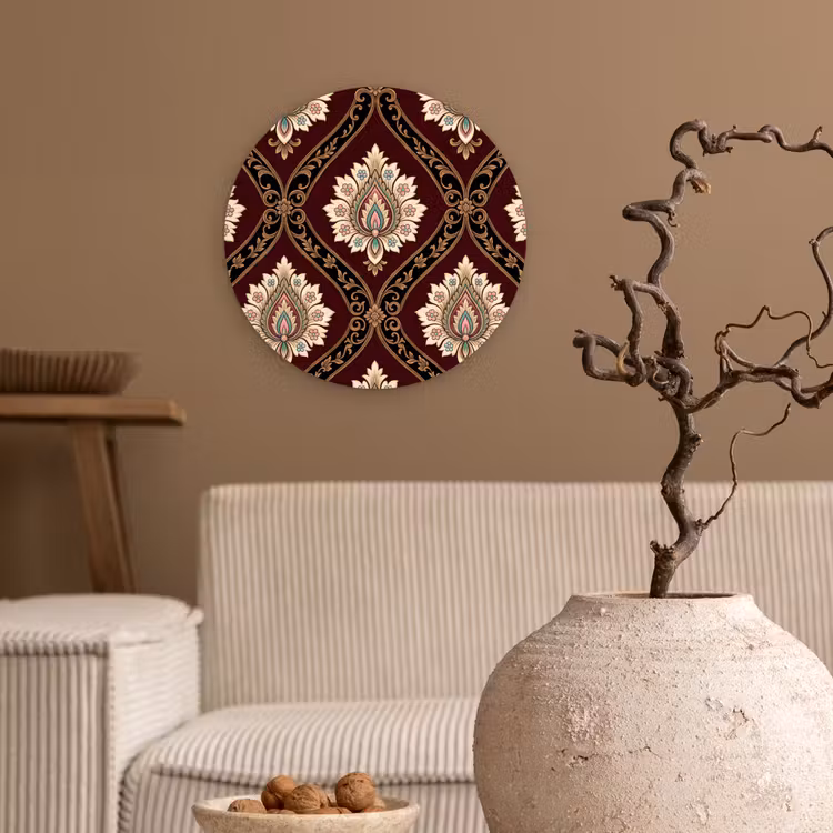 Muurcirkel glas - Patroon - Bloemmotief - Decoratie - Klassiek - Rood — 2