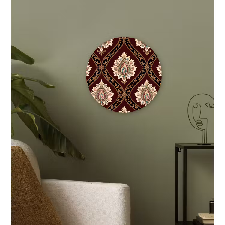 Muurcirkel glas - Patroon - Bloemmotief - Decoratie - Klassiek - Rood — 3