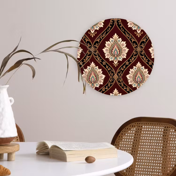 Muurcirkel glas - Patroon - Bloemmotief - Decoratie - Klassiek - Rood — 4
