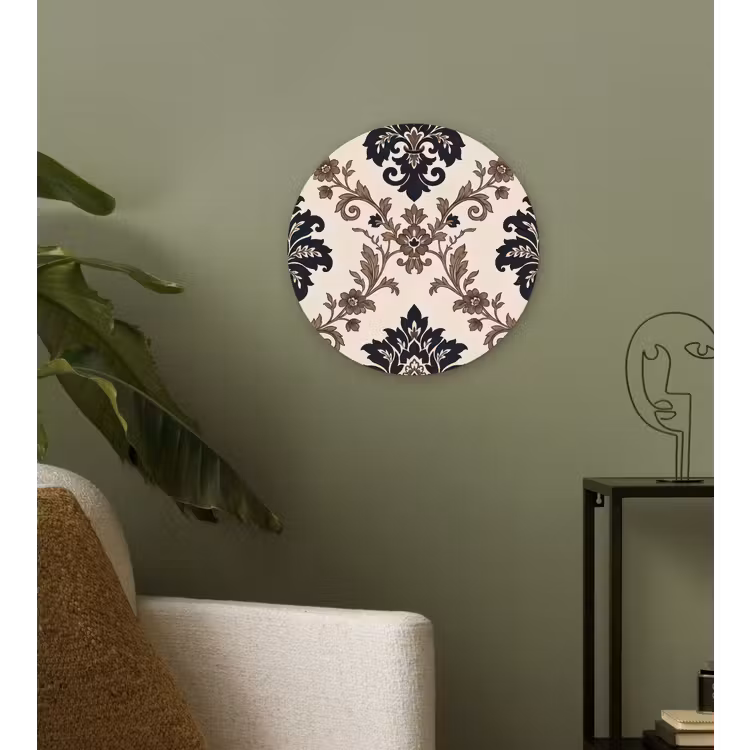 Muurcirkel glas - Patroon - Floraal - Klassiek - Beige-blauw — 3