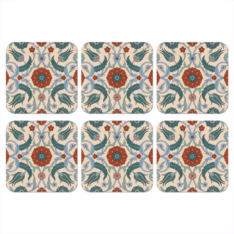 Onderzetter - Bloemen - Patroon - Klassiek - Decoratie - Kleurrijk — 1