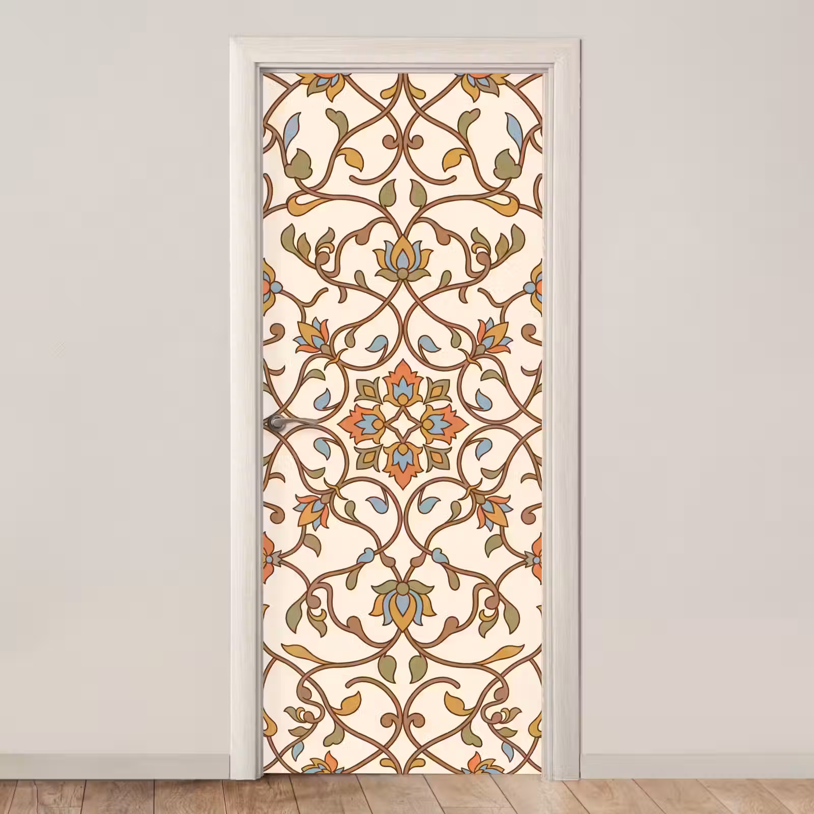 Deursticker - Patroon - Bloemen - Ornament - Kleurrijk — 1