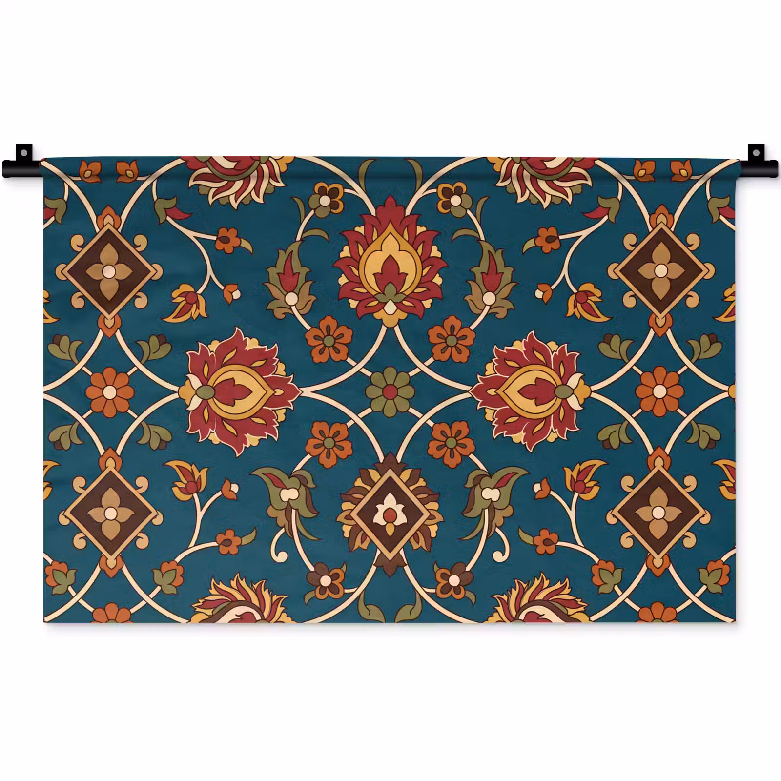 Wandkleed - Ornament - Flora - Traditioneel - Klassiek - Blauwgroen — 1