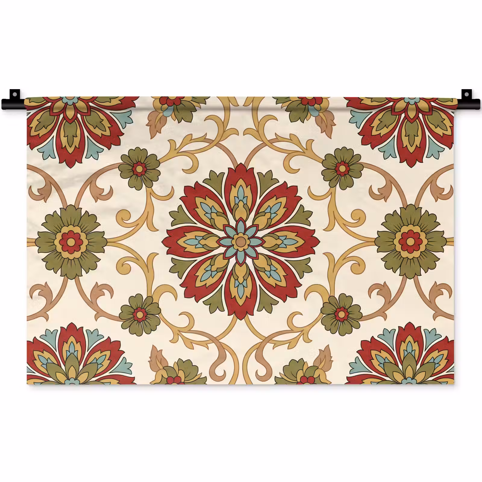 Wandkleed - Patroon - Bloemen - Ornament - Klassiek - Kleurrijk — 1