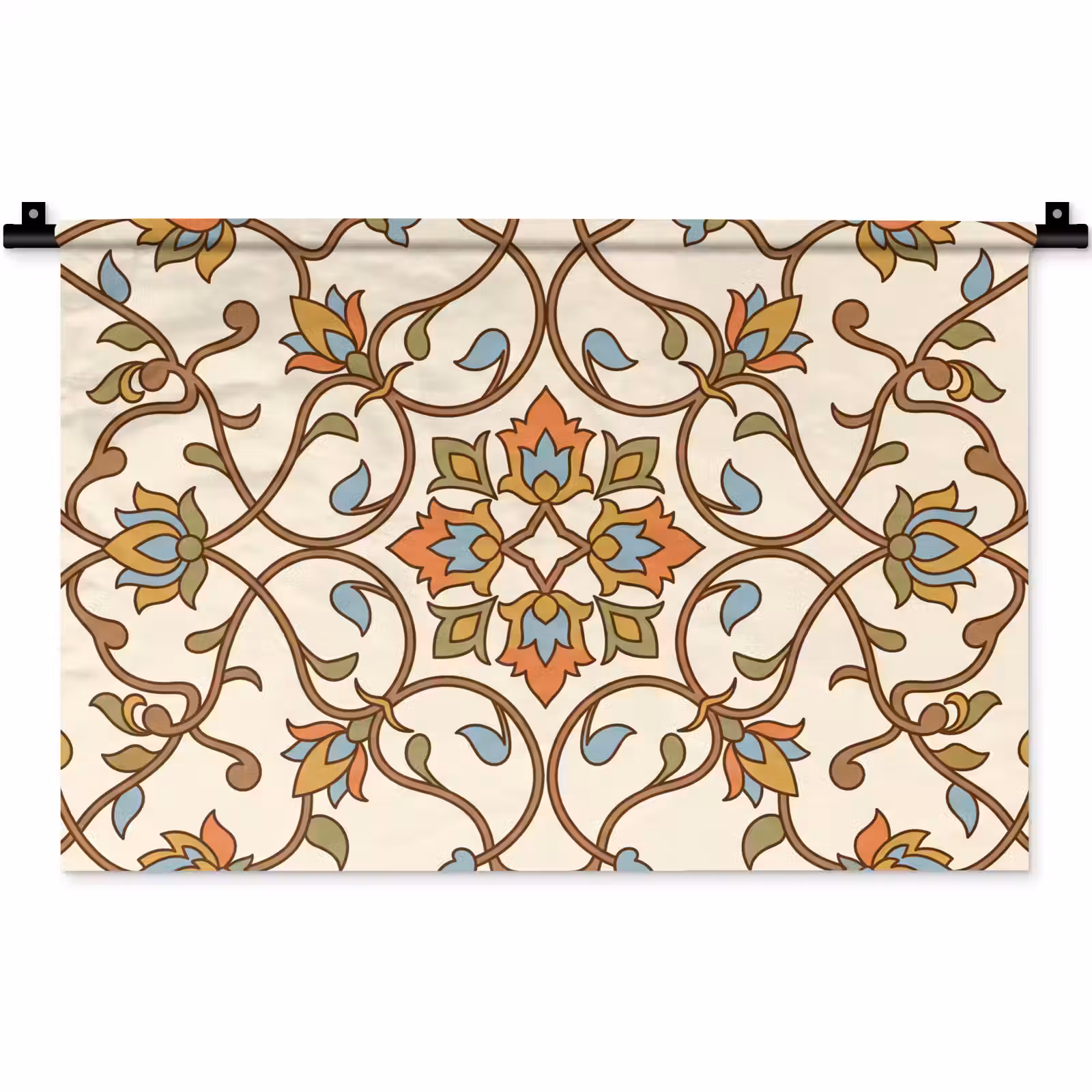 Wandkleed - Patroon - Bloemen - Ornament - Kleurrijk — 1