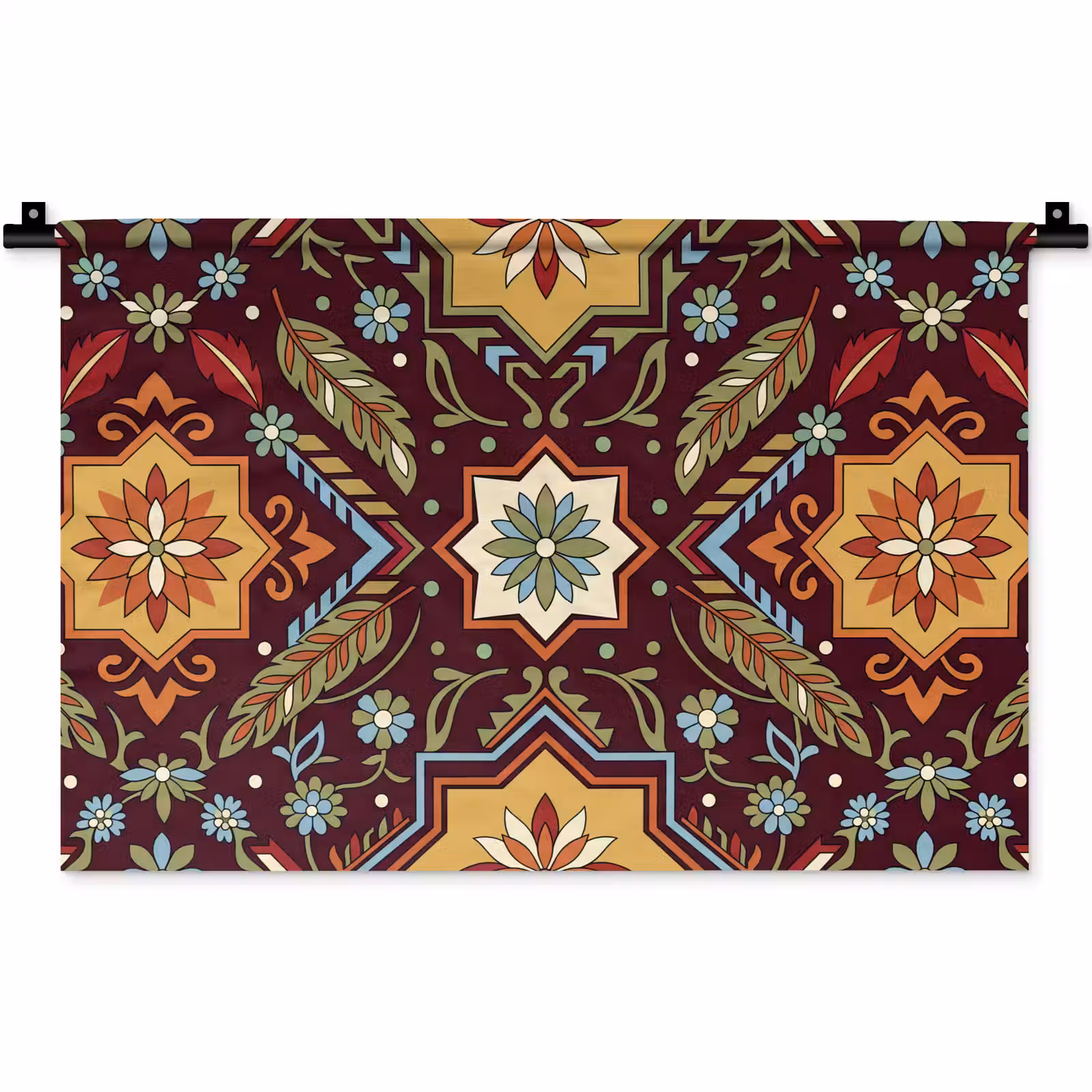 Wandkleed - Patroon - Floraal - Geometrisch - Kleurrijk - Decoratie — 1