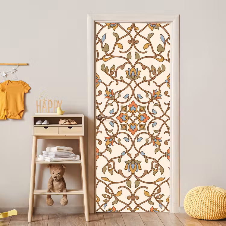 Deursticker - Patroon - Bloemen - Ornament - Kleurrijk — 6