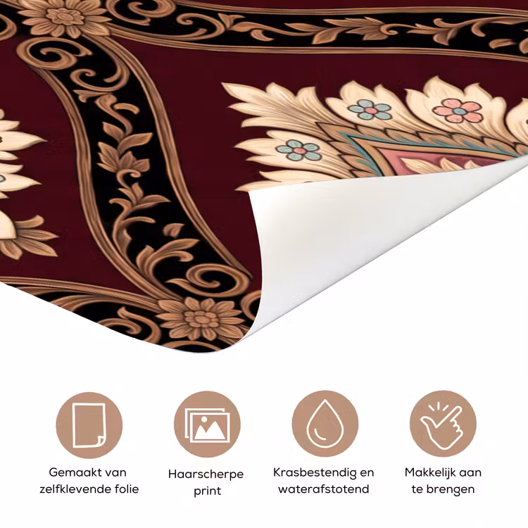 Deursticker - Patroon - Bloemmotief - Decoratie - Klassiek - Rood — 3