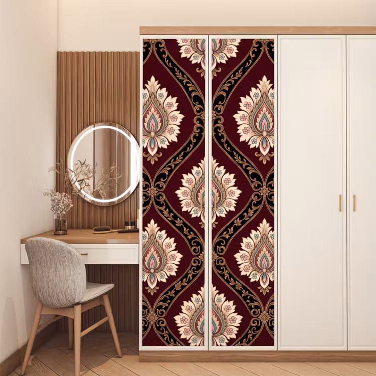 Deursticker - Patroon - Bloemmotief - Decoratie - Klassiek - Rood — 5