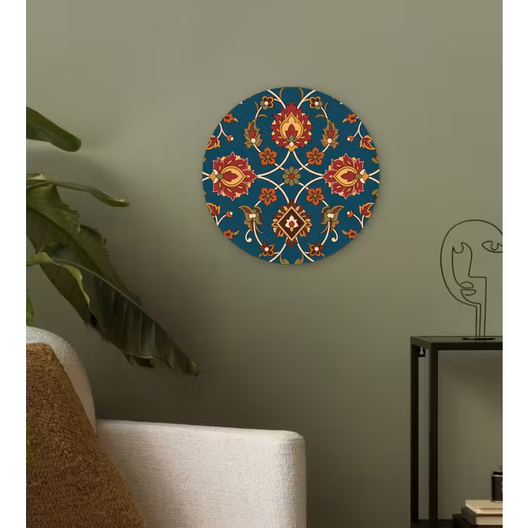 Muurcirkel glas - Ornament - Flora - Traditioneel - Klassiek - Blauwgroen — 3