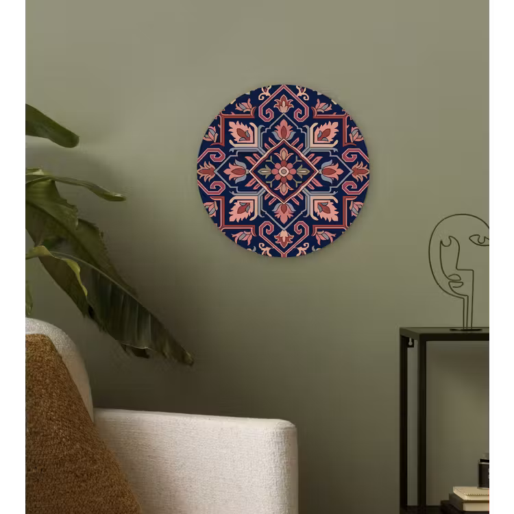 Muurcirkel glas - Patroon - Oosters - Floraal - Blauw - Klassiek — 3