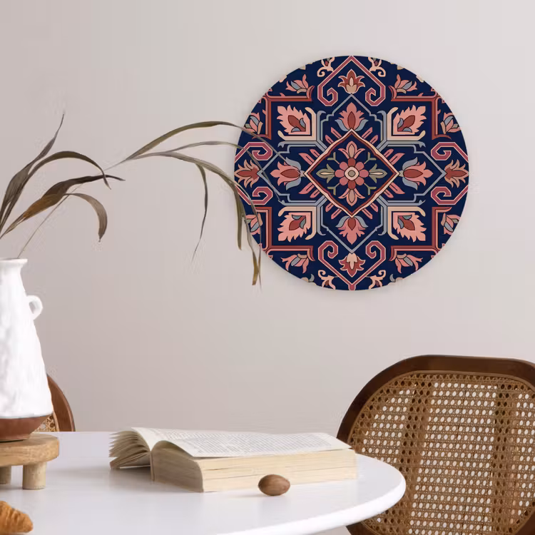 Muurcirkel glas - Patroon - Oosters - Floraal - Blauw - Klassiek — 4