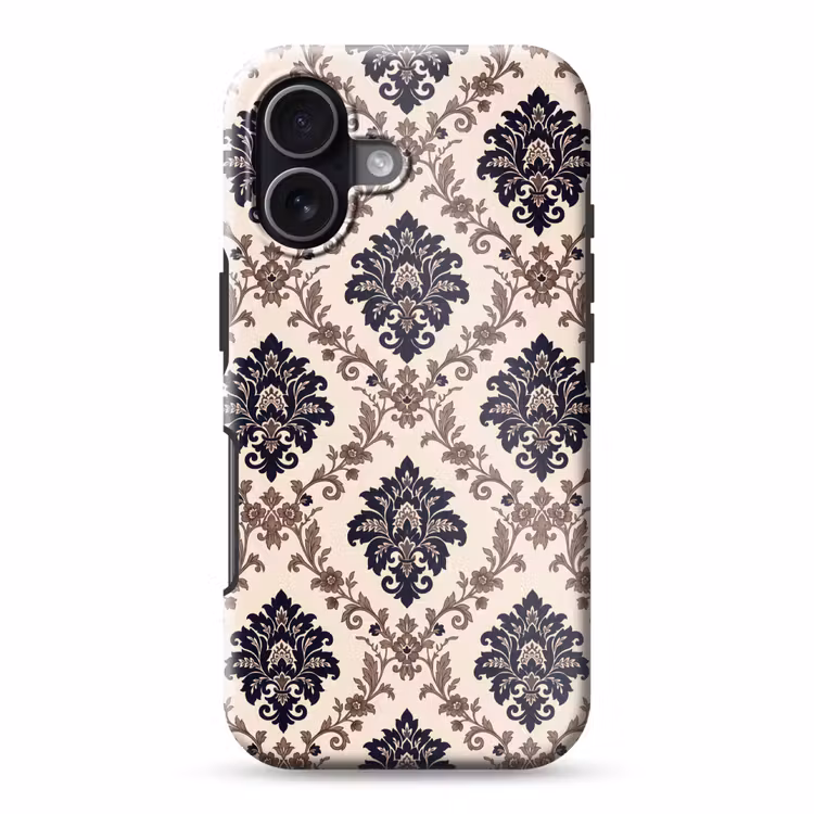 Telefoonhoesje Toughcase - Patroon - Floraal - Klassiek - Beige-blauw — 1