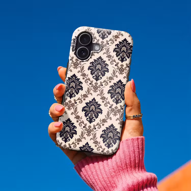 Telefoonhoesje Toughcase - Patroon - Floraal - Klassiek - Beige-blauw — 2