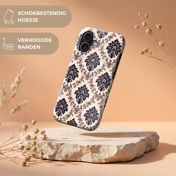 Telefoonhoesje Toughcase - Patroon - Floraal - Klassiek - Beige-blauw — 5