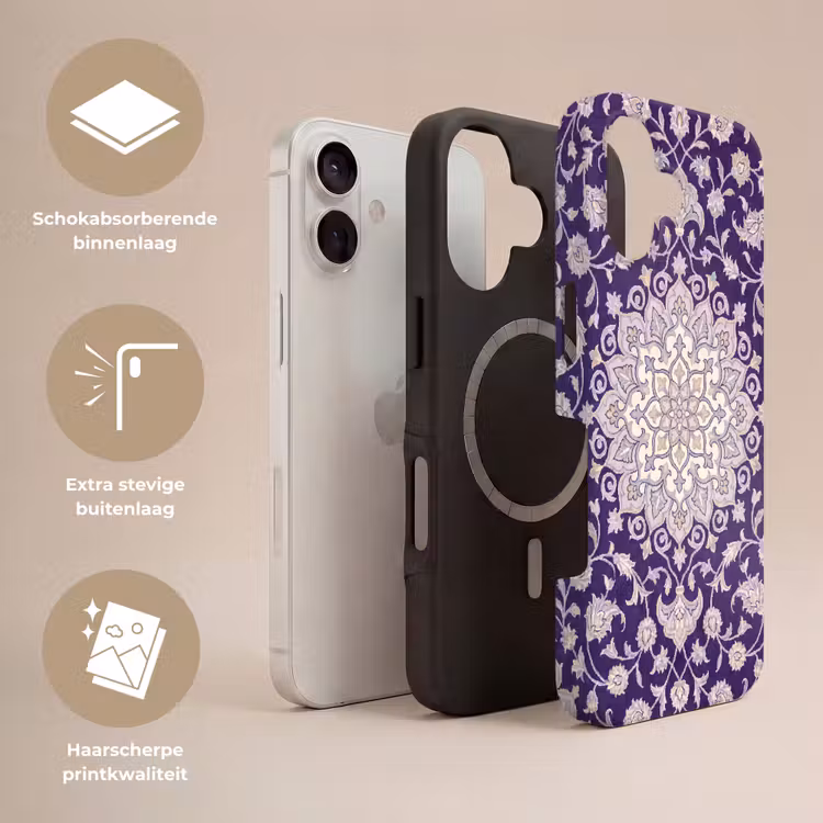 Telefoonhoesje Toughcase - Patroon - Medallion - Oosters - Paars - Decoratie — 3