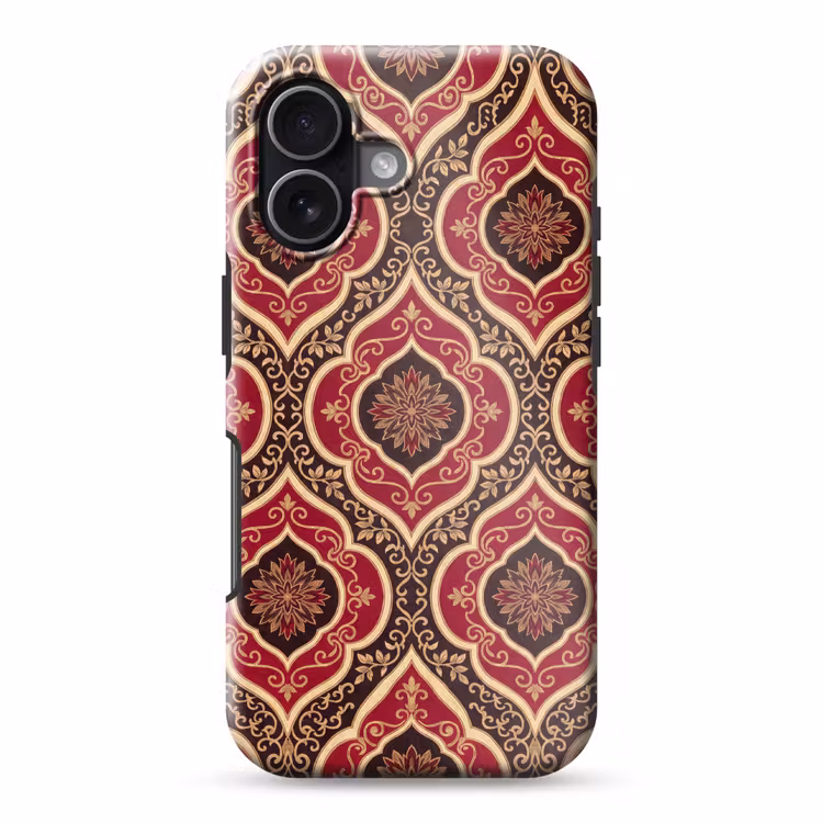 Telefoonhoesje Toughcase - Patroon - Ornament - Barok - Rood - Goud — 1