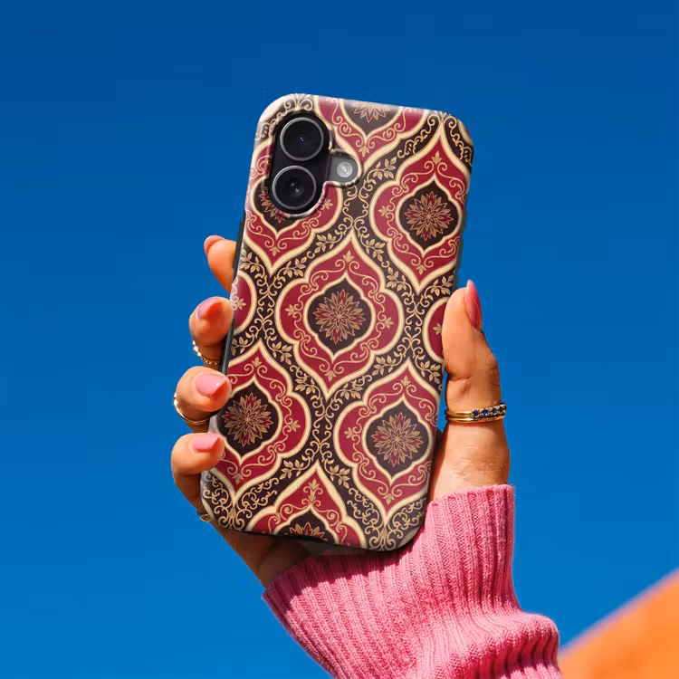 Telefoonhoesje Toughcase - Patroon - Ornament - Barok - Rood - Goud — 2