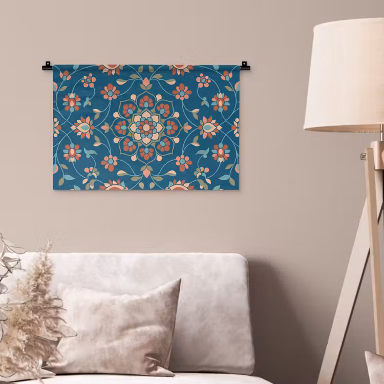 Wandkleed - Bloemen - Patroon - Natuur - Ornament - Blauw — 2