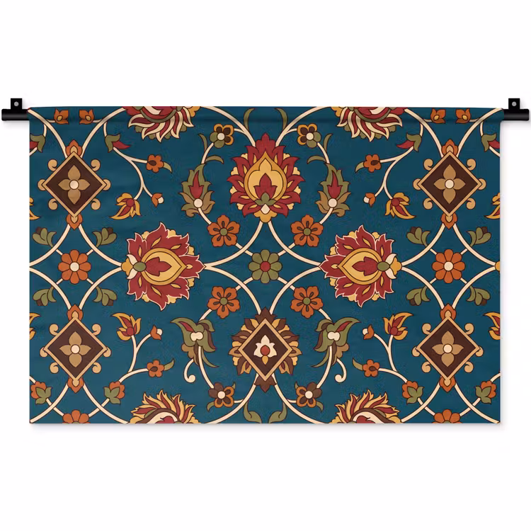 Wandkleed - Ornament - Flora - Traditioneel - Klassiek - Blauwgroen — 1