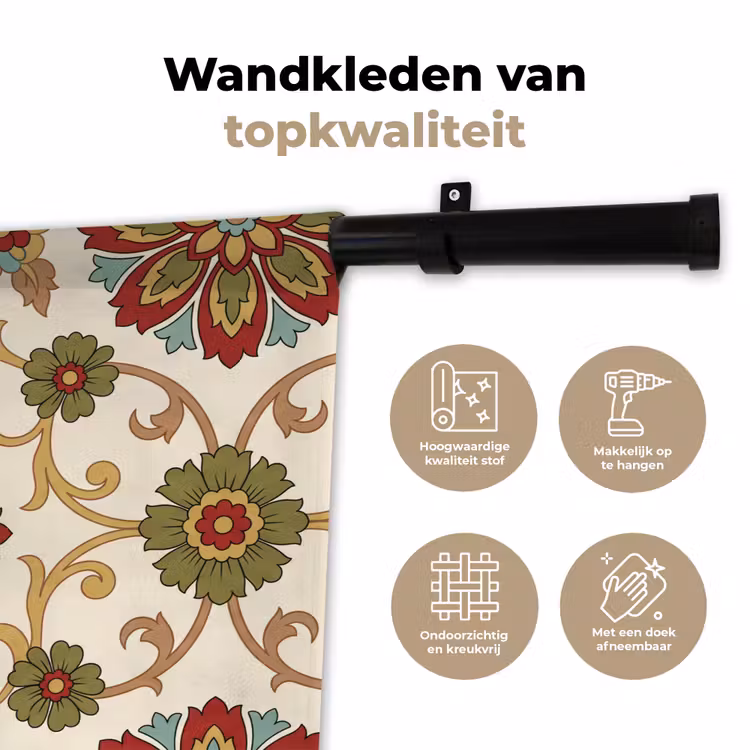 Wandkleed - Patroon - Bloemen - Ornament - Klassiek - Kleurrijk — 3