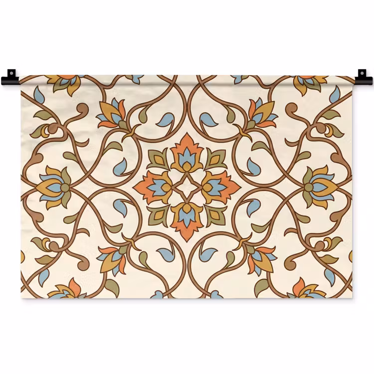 Wandkleed - Patroon - Bloemen - Ornament - Kleurrijk — 1