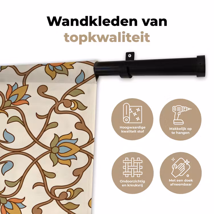 Wandkleed - Patroon - Bloemen - Ornament - Kleurrijk — 3