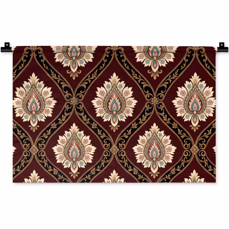 Wandkleed - Patroon - Bloemmotief - Decoratie - Klassiek - Rood — 1