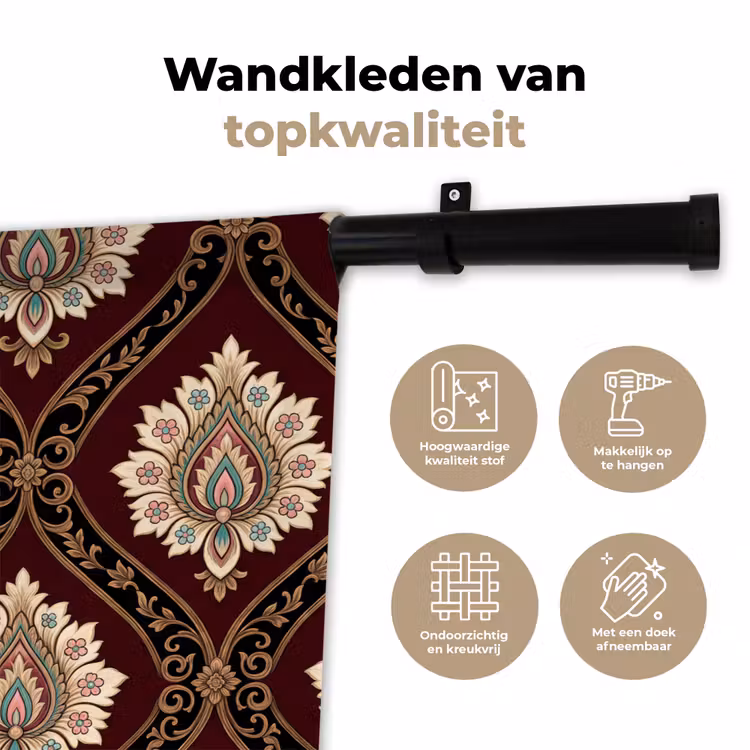 Wandkleed - Patroon - Bloemmotief - Decoratie - Klassiek - Rood — 3