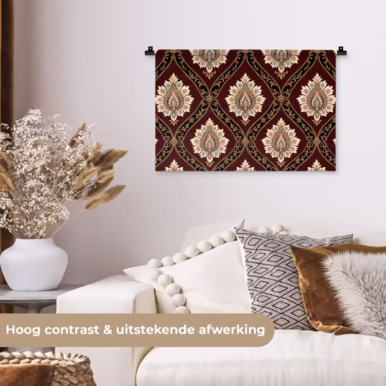 Wandkleed - Patroon - Bloemmotief - Decoratie - Klassiek - Rood — 4
