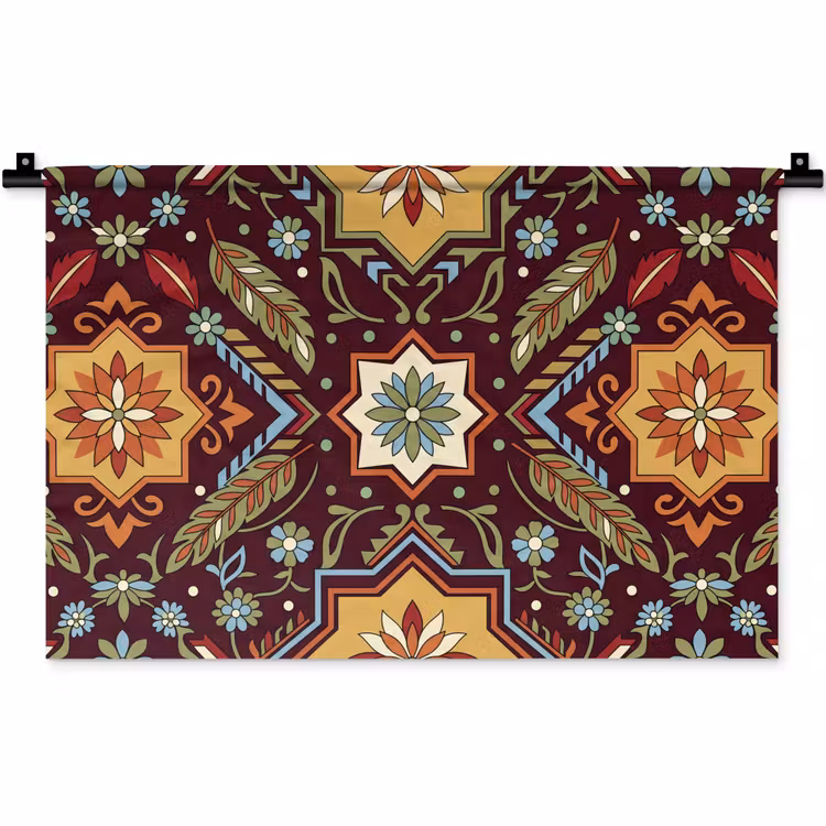 Wandkleed - Patroon - Floraal - Geometrisch - Kleurrijk - Decoratie — 1