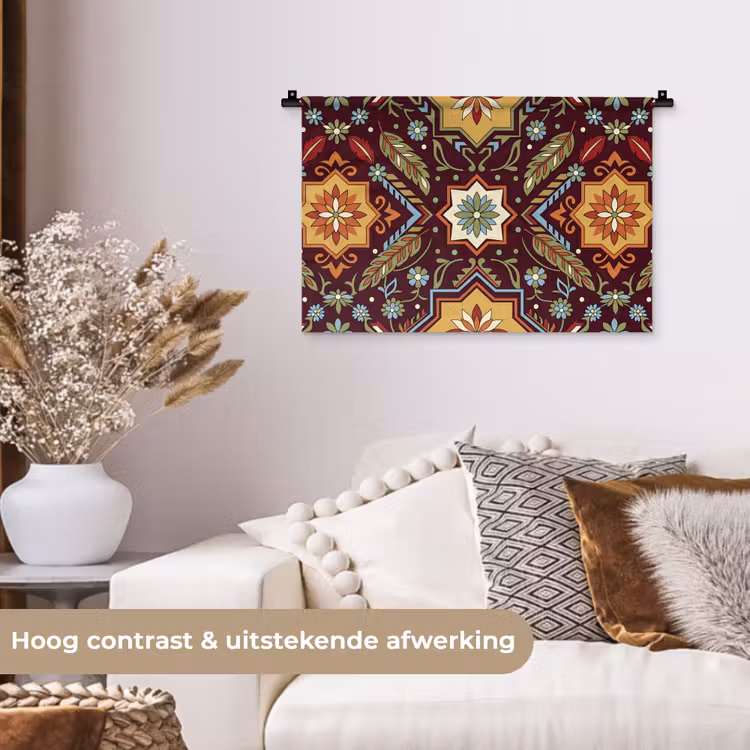 Wandkleed - Patroon - Floraal - Geometrisch - Kleurrijk - Decoratie — 4