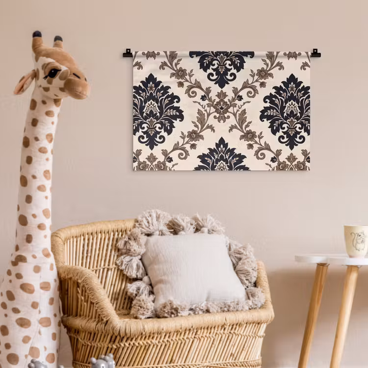 Wandkleed - Patroon - Floraal - Klassiek - Beige-blauw — 5