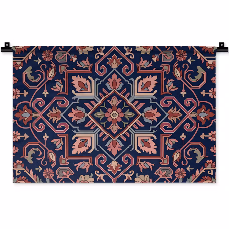 Wandkleed - Patroon - Oosters - Floraal - Blauw - Klassiek — 1