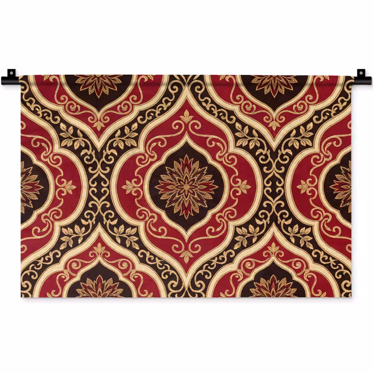 Wandkleed - Patroon - Ornament - Barok - Rood - Goud — 1