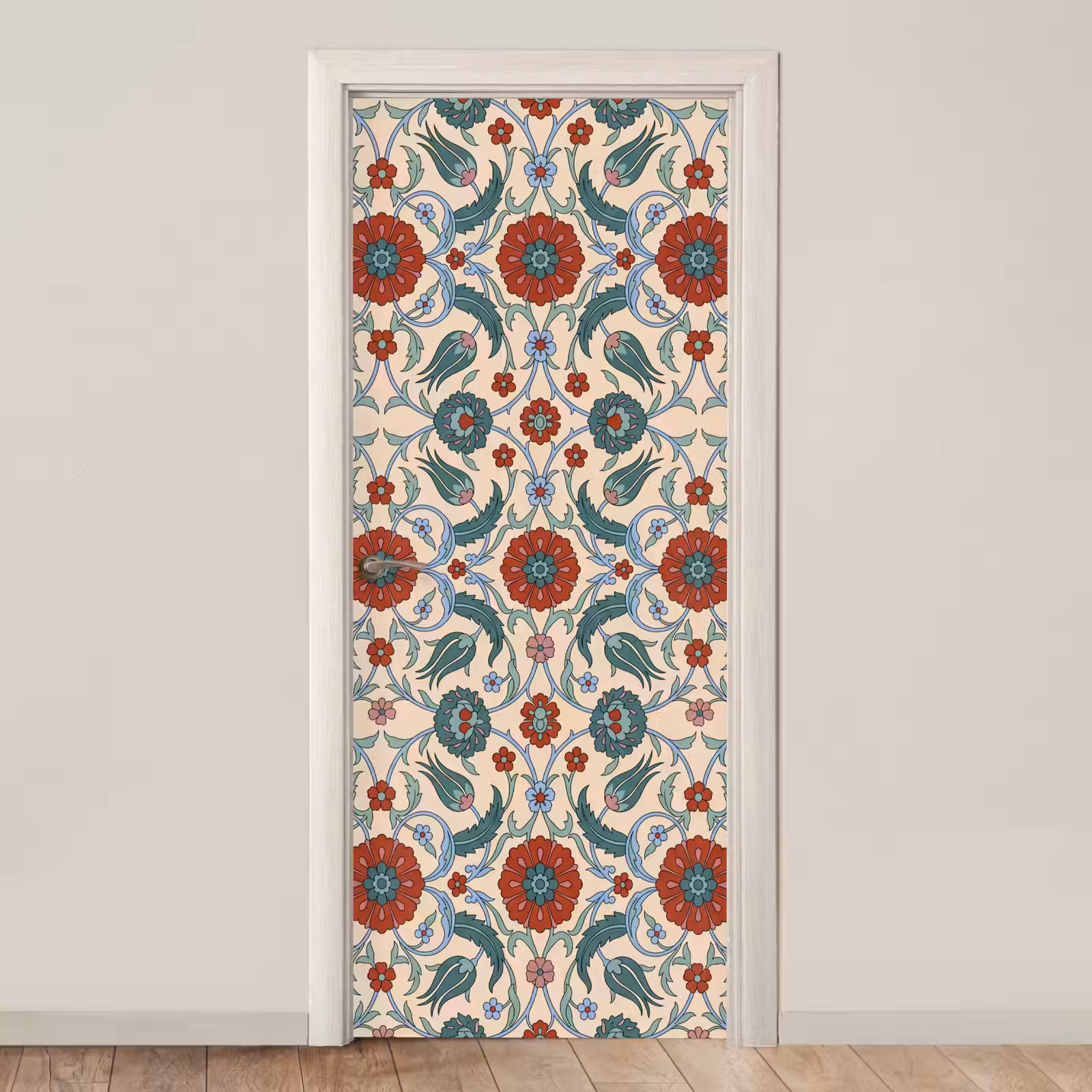 Deursticker - Bloemen - Patroon - Klassiek - Decoratie - Kleurrijk — 1
