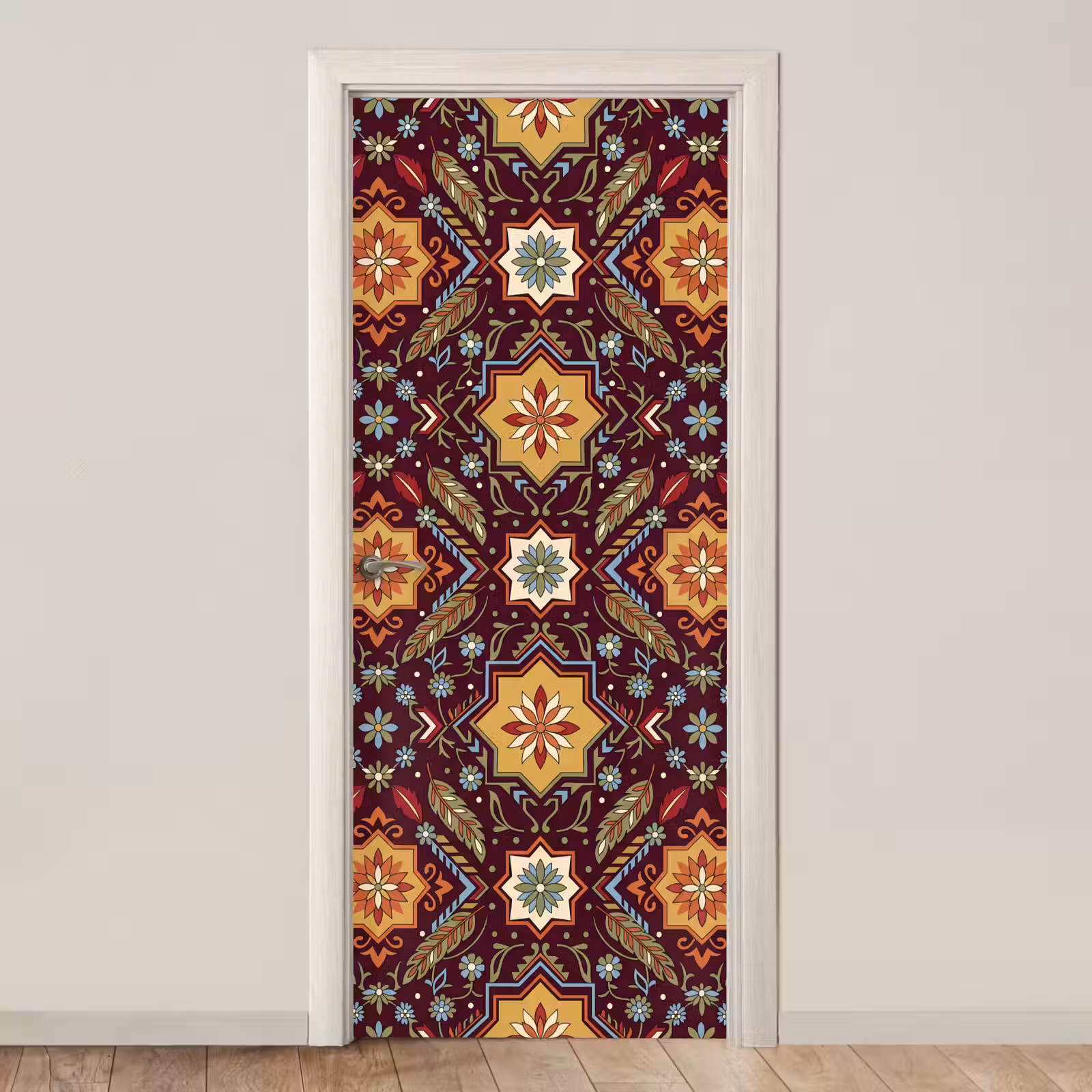 Deursticker - Patroon - Floraal - Geometrisch - Kleurrijk - Decoratie — 1