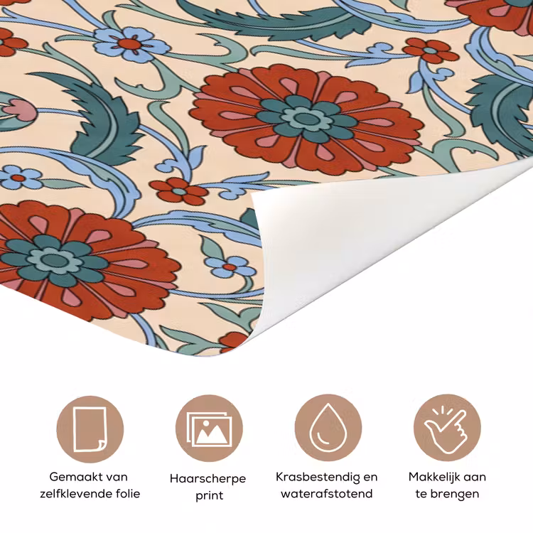 Deursticker - Bloemen - Patroon - Klassiek - Decoratie - Kleurrijk — 3