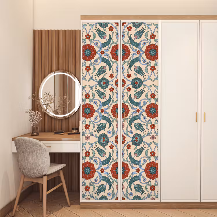 Deursticker - Bloemen - Patroon - Klassiek - Decoratie - Kleurrijk — 5