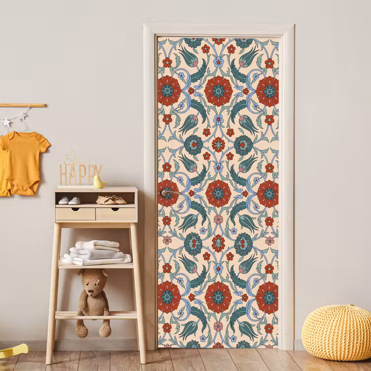 Deursticker - Bloemen - Patroon - Klassiek - Decoratie - Kleurrijk — 6