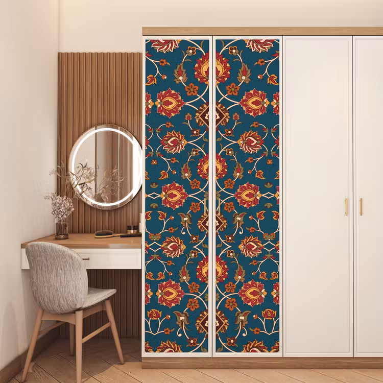 Deursticker - Ornament - Flora - Traditioneel - Klassiek - Blauwgroen — 5