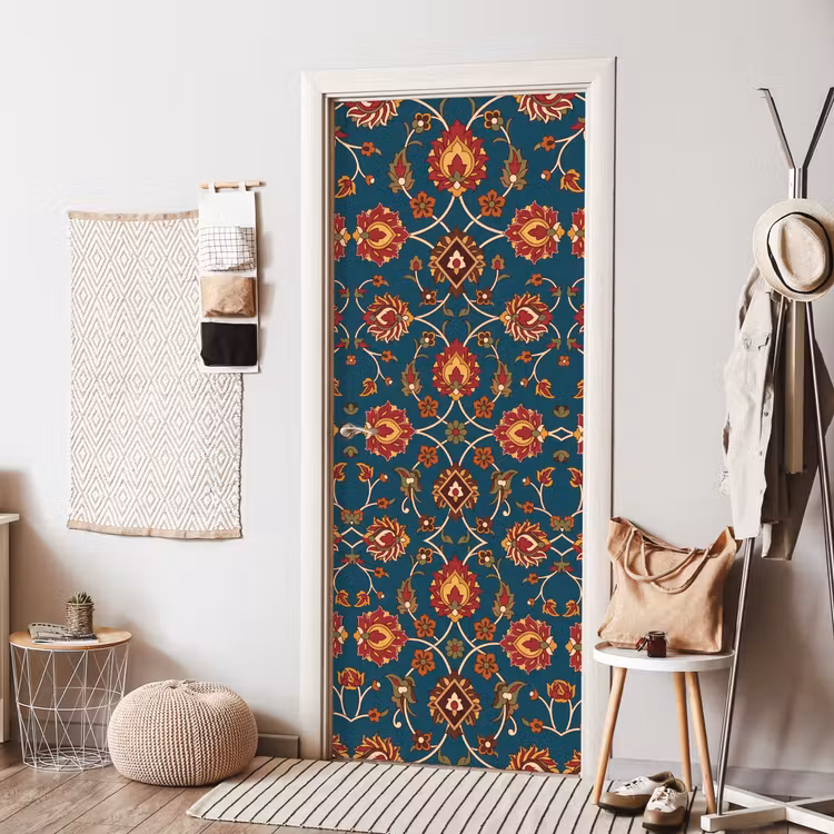 Deursticker - Ornament - Flora - Traditioneel - Klassiek - Blauwgroen — 8