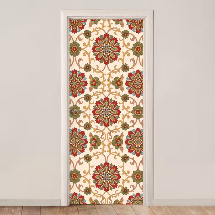 Deursticker - Patroon - Bloemen - Ornament - Klassiek - Kleurrijk — 1