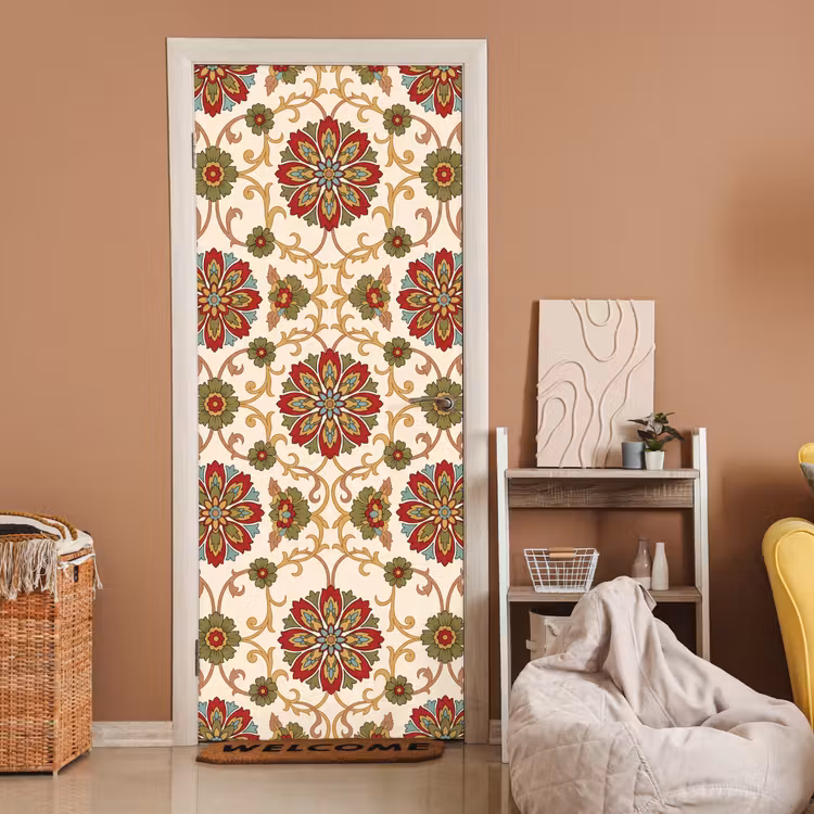 Deursticker - Patroon - Bloemen - Ornament - Klassiek - Kleurrijk — 2