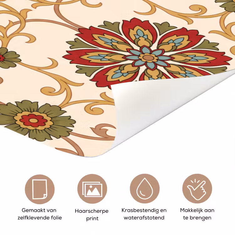 Deursticker - Patroon - Bloemen - Ornament - Klassiek - Kleurrijk — 3