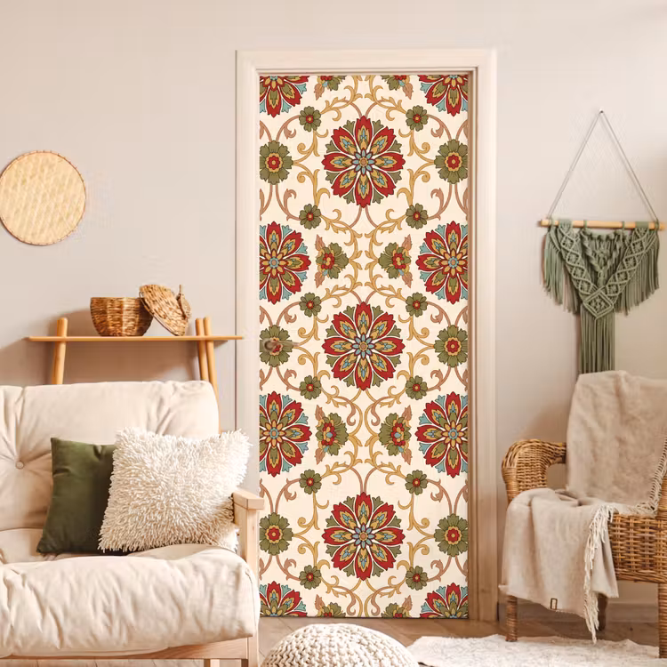 Deursticker - Patroon - Bloemen - Ornament - Klassiek - Kleurrijk — 4