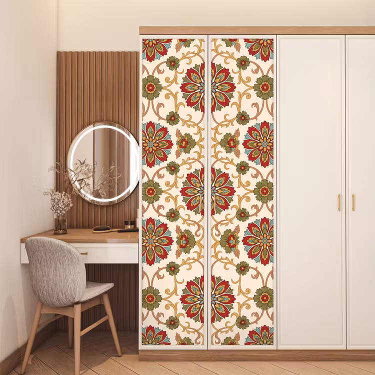 Deursticker - Patroon - Bloemen - Ornament - Klassiek - Kleurrijk — 5